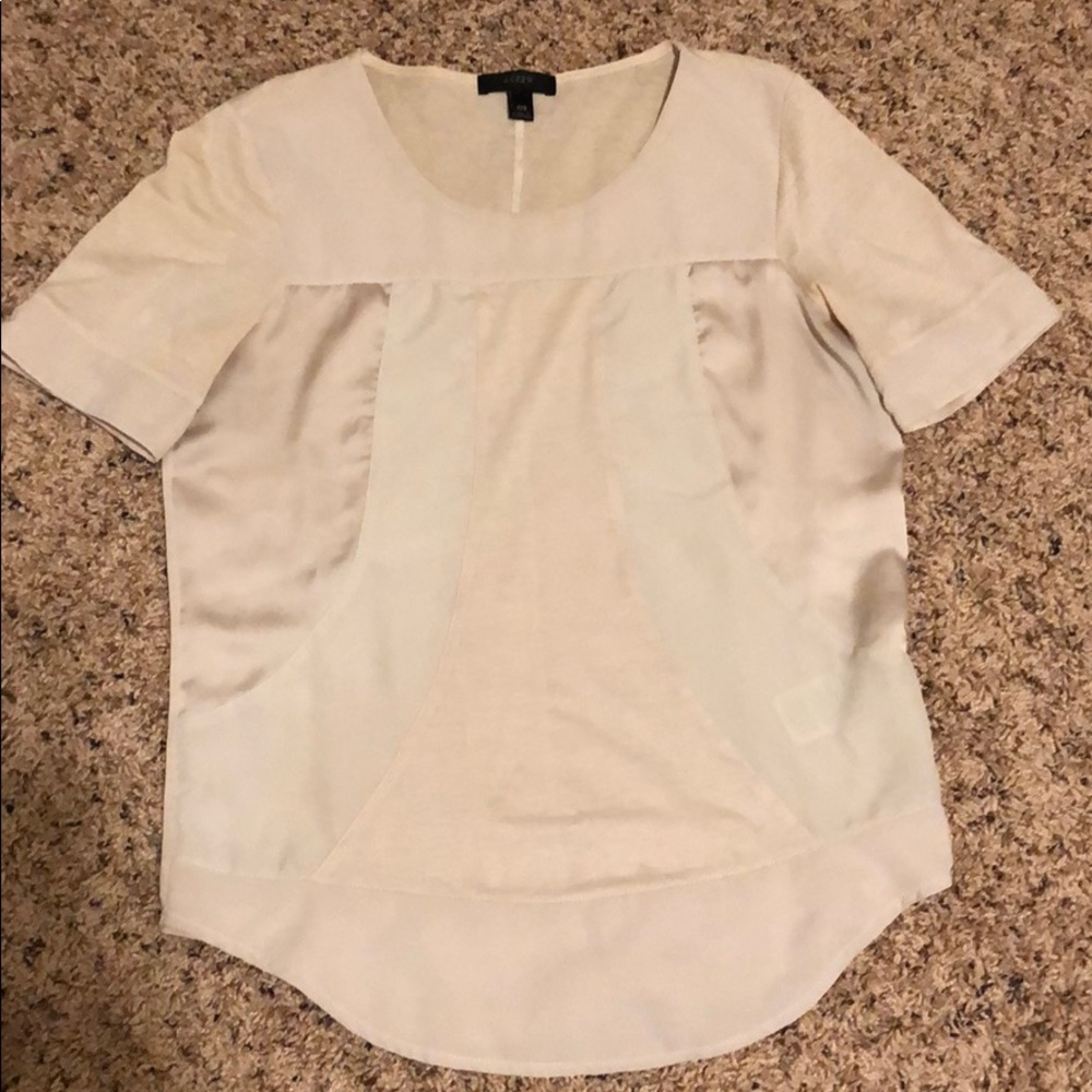 J. Crew XXS Pale Pink Silk and Knit Tee